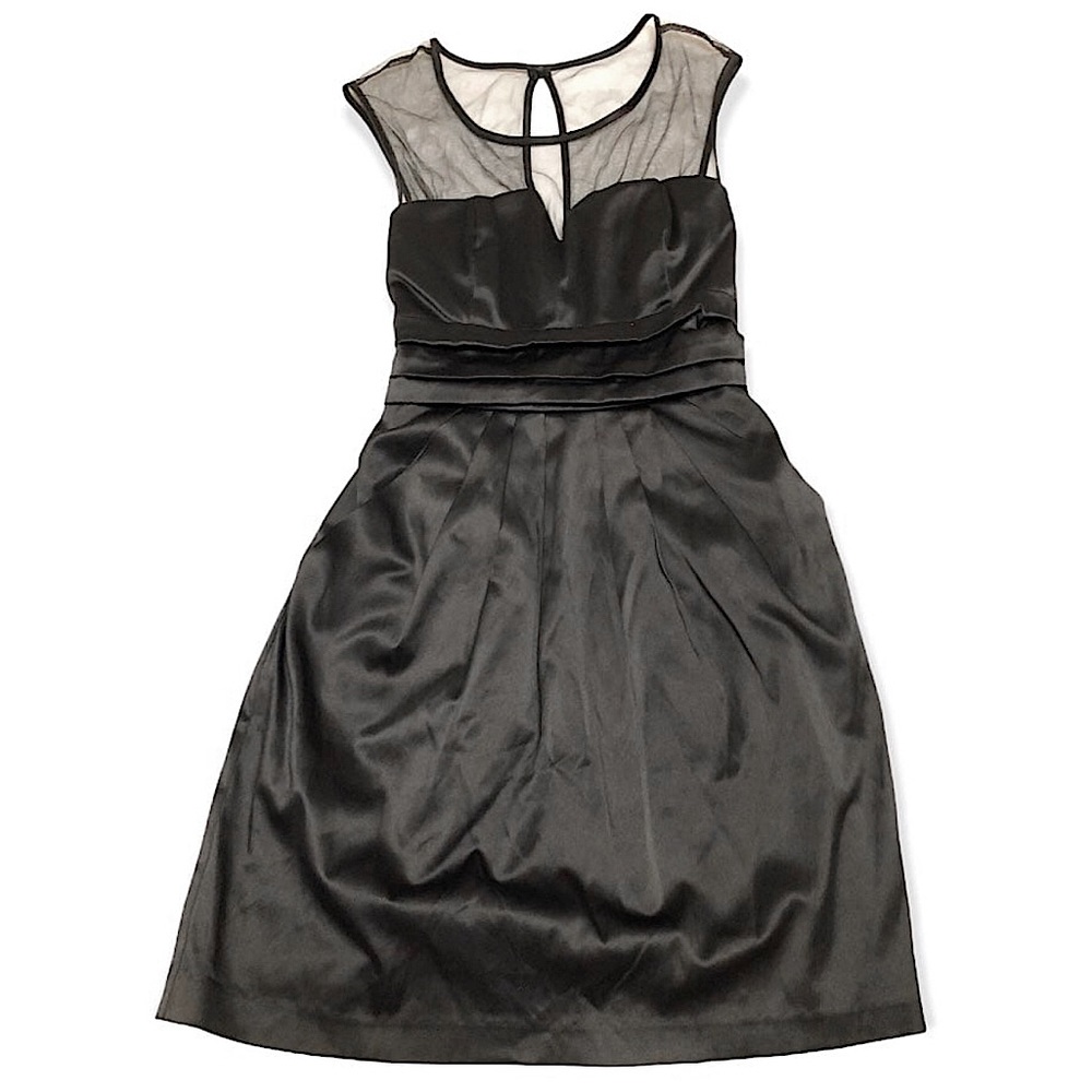 Black Satin Mesh Sleeveless Cocktail Dress [Junior’s 5] EUC